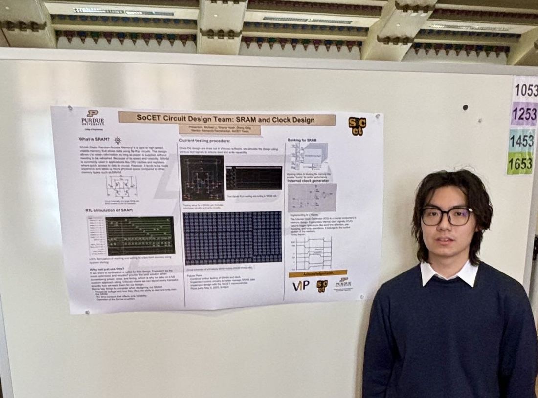 Presenting the SoCET poster at the undergraduate research symposium